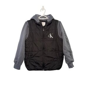Calvin Klein Jeans Boys Large 14/16 Hooded Puffer Hybrid Jacket Outdoor Casual